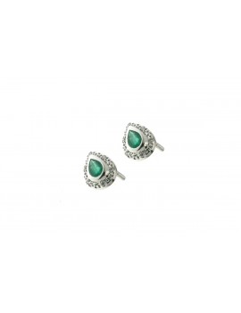 Boucles d'Oreilles Emeraude Poire Diamants