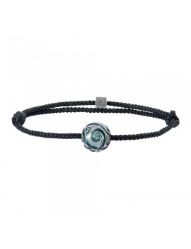 IKOBA Bracelet cordon synthétique et perle de tahiti gravée