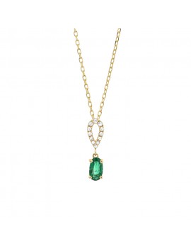 Collier chaine avec Pendentif Emeraude diamants