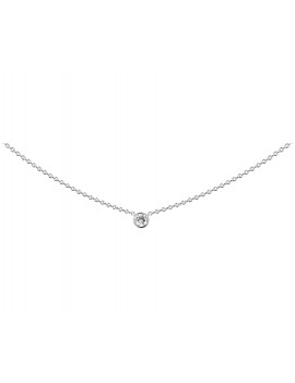 Collier Diamant Or Blanc  Serti Clos