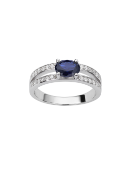 Bague Or Blanc Saphir Diamant