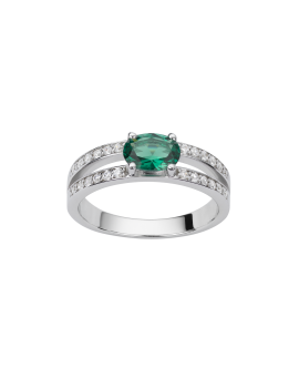 Bague Or blanc Emeraude Diamant