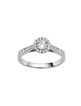 Solitaire Or Blanc Diamant accompagné