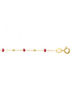 Bracelet Or Jaune Boules OR Email Rouges