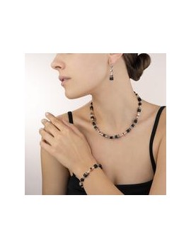 Collier GeoCUBE® onyx noir-or rose