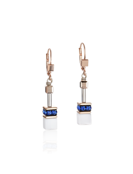 Boucles d'oreille GeoCUBE® or rose, blanc & bleu