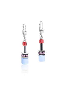 Boucles d'oreille GeoCUBE® mauve-rouge-blue